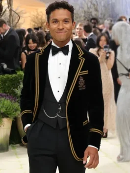 Met Gala 2026 Jaafar Jackson Velvet Blazer front view.