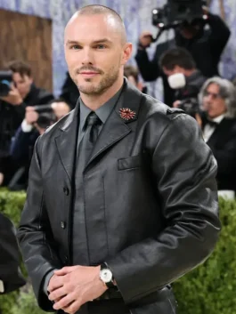 Nicholas Hoult leather jacket inspired by his Met Gala 2026 fashion look.