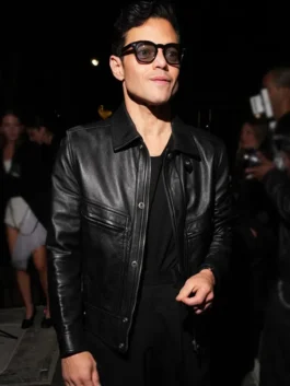 Rami Malek leather jacket inspired by his Met Gala after party fashion look.
