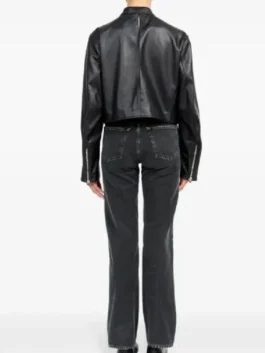 Michael Buble Black Leather Jacket Back View