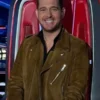 Michael Buble Brown Leather Jacket Front View