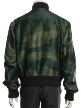 Michael Buble Camo Bomber Jacket back view showing camo print, rear structure, and bomber jacket fit