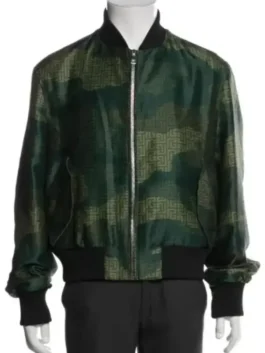 Michael Buble Camo Bomber Jacket view look showing camo print, bomber shape, and casual fit