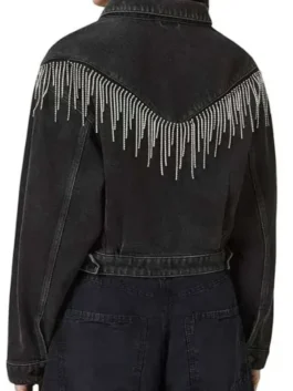Morgan Gillory Fringe Denim Jacket Back View