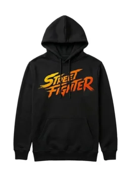 Street Fighter hoodie in black with relaxed fit and clean front design.