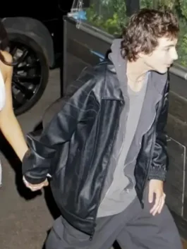 NYC 2026 black leather jacket with clean celebrity street styling.