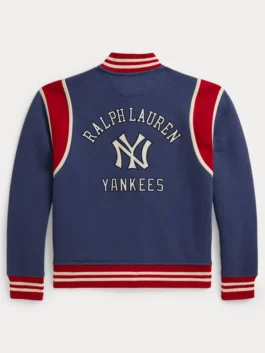 New York Yankees fleece jacket with soft blue outerwear look.