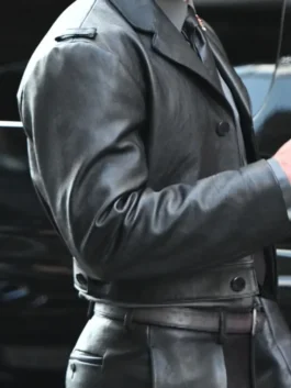Met Gala 2026 leather jacket with clean front design and bold outerwear appeal.