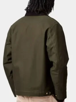 Noah Centineo jacket with clean green color and neat outerwear look.