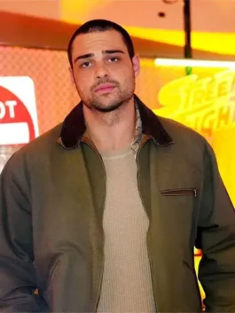 Noah Centineo Street Fighter Premiere Green Jacket front view.