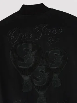 OVO Scarborough Shooting Stars Championship Varsity Jacket in black with ribbed cuffs and clean front styling
