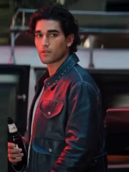 Off Campus Justin Black Leather Jacket with clean front styling.