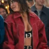 Off Campus Mika Abdalla Red Bomber Jacket with clean front styling.