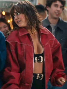 Off Campus Mika Abdalla Red Bomber Jacket with clean front styling.