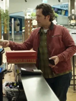 Paul Rudd maroon jacket inspired by Power Ballad 2026 character fashion.