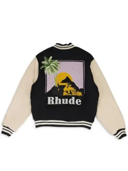 Rhude GP varsity jacket with classic sporty outerwear look.