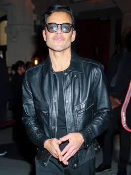 Rami Malek Met Gala After Party Leather Jacket with sleek celebrity-inspired styling.
