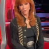 Reba McEntire Black Leather Fringe Jacket Front