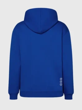 Red Bull BORA Hansgrohe Royal Blue Lifestyle Hoodie back view with hood and ribbed cuffs