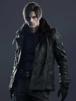 Resident Evil Requiem Leon S. Kennedy Leather Jacket front view.