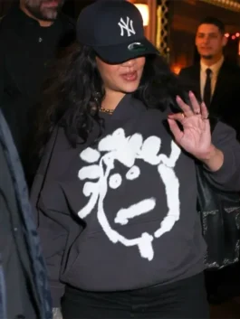 Rihanna black hoodie with soft casual fit and clean front design.