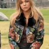 S01 Kaitlin Olson Jacquard Fur Coat front view showing collar, jacquard pattern, and coat design
