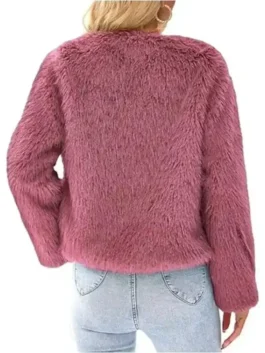 S01 Morgan Gillory Cropped Fur Jacket Back View