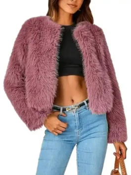 S01 Morgan Gillory Cropped Fur Jacket Closure View