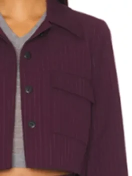 S02 Daphne Burgundy Cropped Jacket Close-Up View