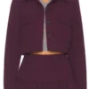 S02 Daphne Burgundy Cropped Jacket Front View