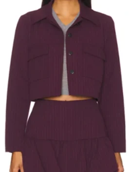 S02 Daphne Burgundy Cropped Jacket Front View
