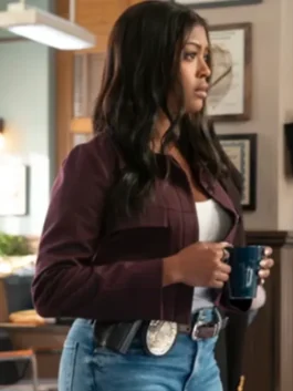 S02 Daphne Burgundy Cropped Jacket Side View