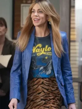 S02 Kaitlin Olson Blue Leather Blazer Closure View