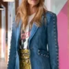 S02 Kaitlin Olson Denim Studded Blazer Front View