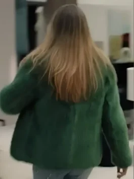 S02 Kaitlin Olson Green Fur Jacket Back View