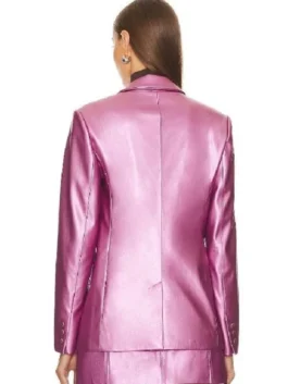 S02 Kaitlin Olson Pink Leather Blazer Back View