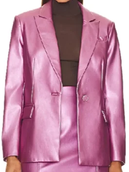 S02 Kaitlin Olson Pink Leather Blazer Closure View