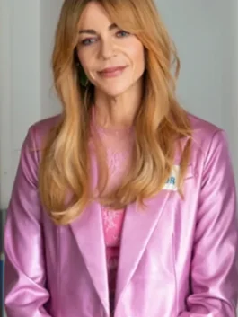S02 Kaitlin Olson Pink Leather Blazer Front View