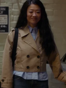 Lukita Maxwell cotton jacket inspired by Shrinking with clean everyday look.