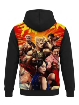 Street Fighter Movie Black Hoodie with bold gaming-inspired casual styling.