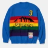 Supreme x Mitchell And Ness Team Sweatshirt front view showing team graphic, collar, and clean fit