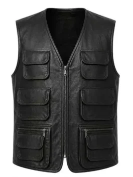Margos Got Money Troubles black leather vest with clean TV styling.