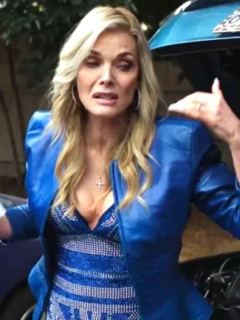 Margos Got Money Troubles blue jacket with clean TV-inspired styling.