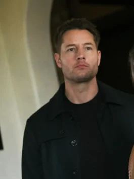 Justin Hartley black wool coat inspired by Tracker Season 3 style.