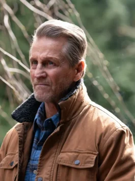 racker S03 Jerry Trimble Brown Jacket full view with rugged brown design and casual TV series style