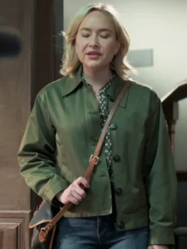 The Brokenwood Mysteries S10 Kristin Sims Green Jacket front view.