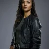 The Rookie S08 Mekia Cox Black Leather Jacket front view.