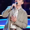 The Voice 2026 Dylan Carter Grey Suede Jacket front view.