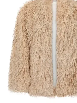 The Voice S27 LeAnn Rimes Beige Fur Jacket Close-Up