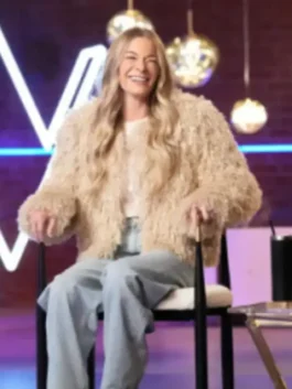 The Voice S27 LeAnn Rimes Beige Fur Jacket Front